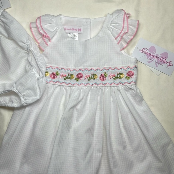 Bonnie Baby White Dress with Pink Accents - Picture 5 of 8